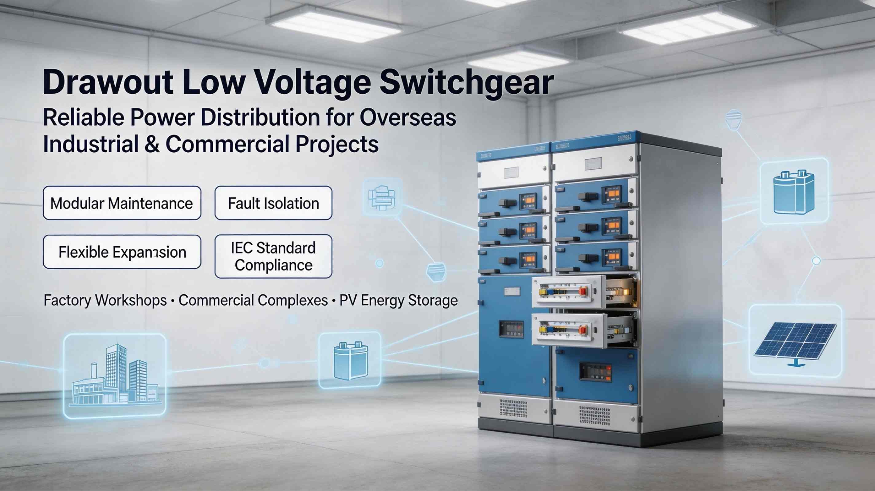 Draw-out Low Voltage Switchgear: πρακτικός οδηγός επιλογής για μειωμένη συντήρηση και εύκολη επέκταση σε βιομηχανικά και εμπορικά έργα στο εξωτερικό